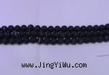 CAG8872 15.5 inches 8mm round matte black line agate beads