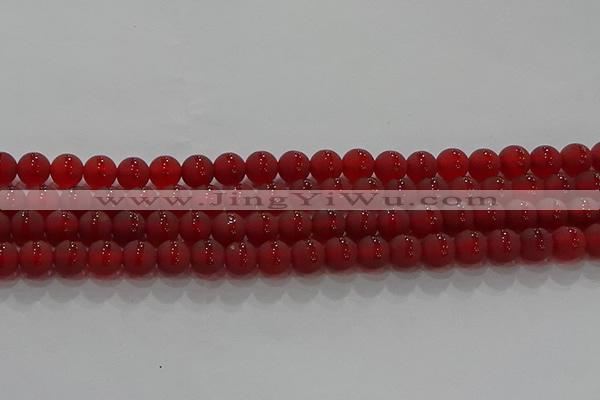 CAG8901 15.5 inches 6mm round matte red agate beads wholesale