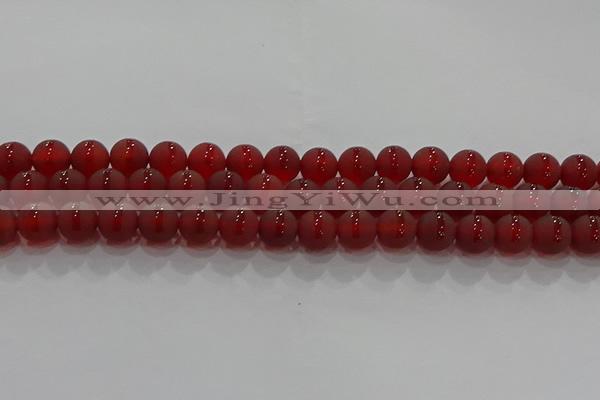 CAG8902 15.5 inches 8mm round matte red agate beads wholesale