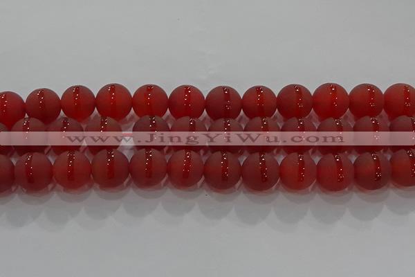 CAG8904 15.5 inches 12mm round matte red agate beads wholesale