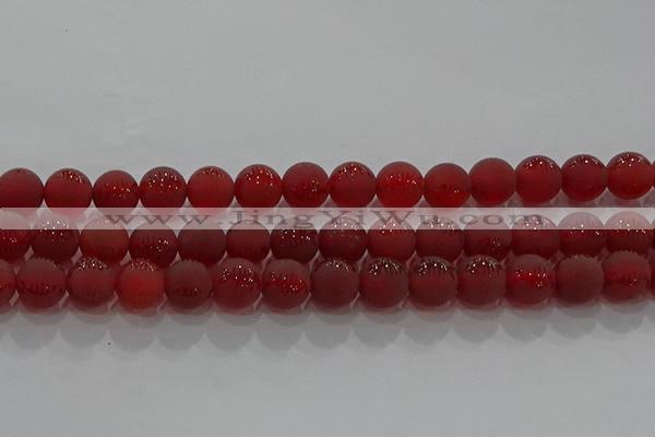 CAG8907 15.5 inches 6mm round matte red agate beads wholesale