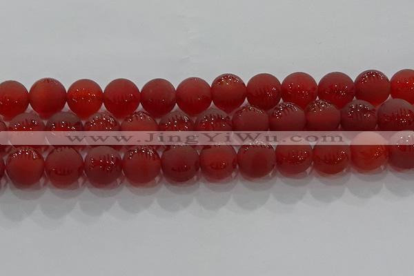 CAG8909 15.5 inches 10mm round matte red agate beads wholesale