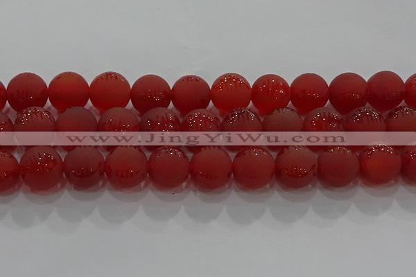 CAG8910 15.5 inches 12mm round matte red agate beads wholesale