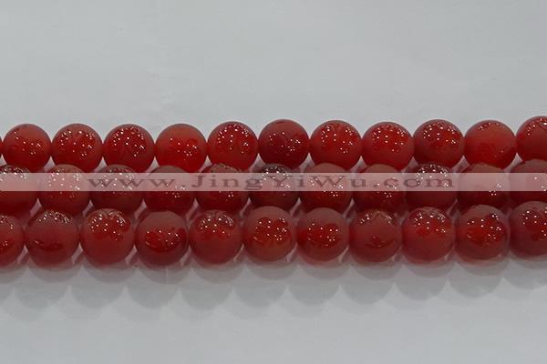 CAG8916 15.5 inches 12mm round matte red agate beads wholesale