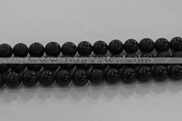 CAG8926 15.5 inches 8mm round matte black agate beads wholesale