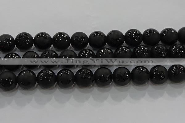 CAG8927 15.5 inches 10mm round matte black agate beads wholesale