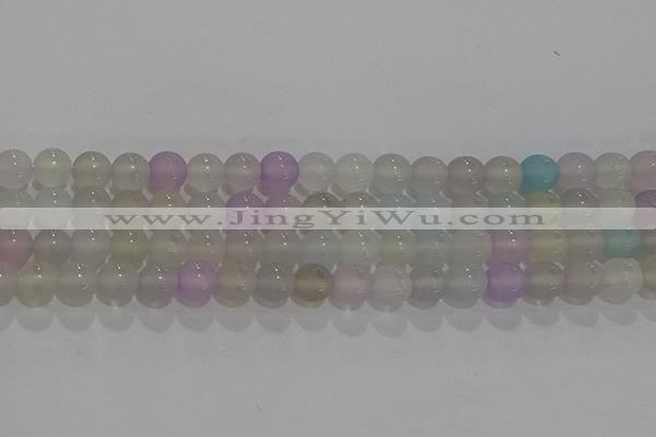 CAG8931 15.5 inches 6mm round matte colorful agate beads wholesale