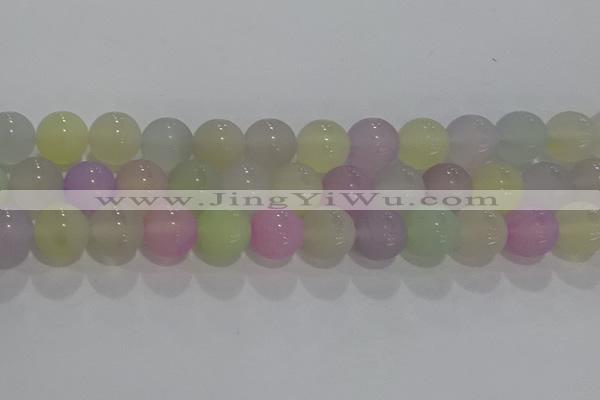 CAG8934 15.5 inches 12mm round matte colorful agate beads wholesale