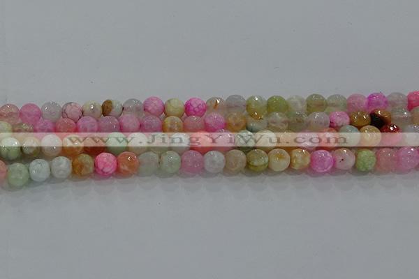 CAG8948 15.5 inches 6mm faceted round fire crackle agate beads