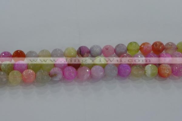 CAG8949 15.5 inches 8mm faceted round fire crackle agate beads