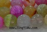 CAG8951 15.5 inches 12mm faceted round fire crackle agate beads