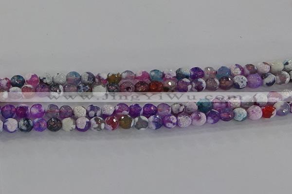 CAG8955 15.5 inches 6mm faceted round fire crackle agate beads