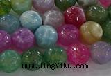CAG8956 15.5 inches 8mm faceted round fire crackle agate beads