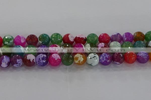 CAG8958 15.5 inches 12mm faceted round fire crackle agate beads