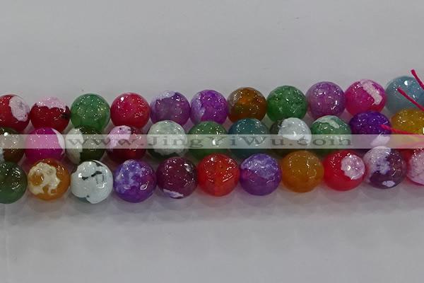 CAG8960 15.5 inches 16mm faceted round fire crackle agate beads