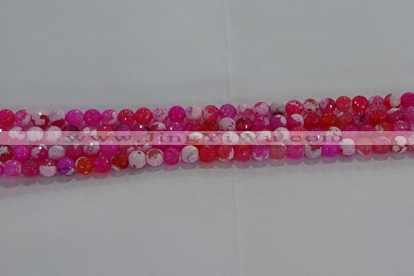 CAG8970 15.5 inches 4mm faceted round fire crackle agate beads