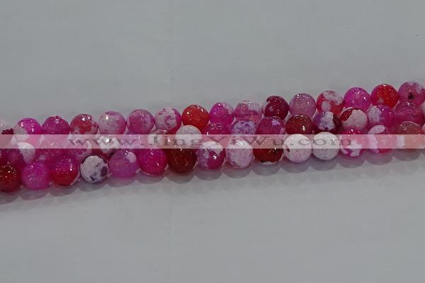 CAG8972 15.5 inches 8mm faceted round fire crackle agate beads