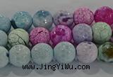 CAG8978 15.5 inches 4mm faceted round fire crackle agate beads