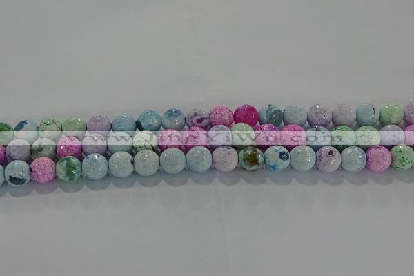 CAG8978 15.5 inches 4mm faceted round fire crackle agate beads