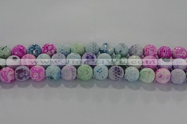 CAG8981 15.5 inches 10mm faceted round fire crackle agate beads