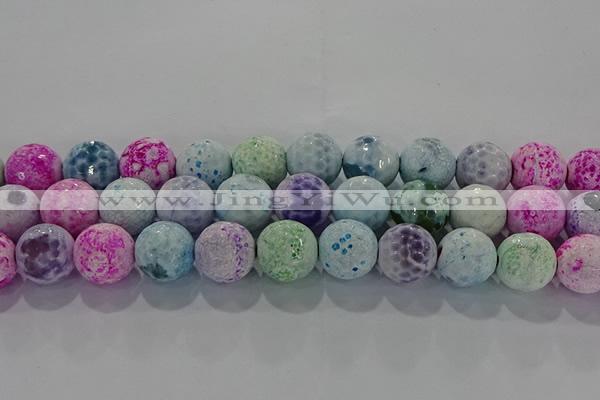 CAG8984 15.5 inches 16mm faceted round fire crackle agate beads