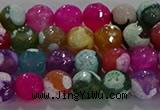 CAG8987 15.5 inches 6mm faceted round fire crackle agate beads
