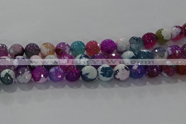 CAG8992 15.5 inches 16mm faceted round fire crackle agate beads