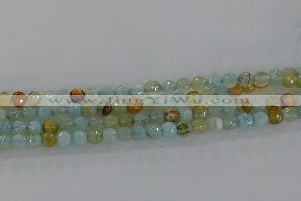 CAG8994 15.5 inches 6mm faceted round fire crackle agate beads