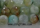CAG8995 15.5 inches 8mm faceted round fire crackle agate beads