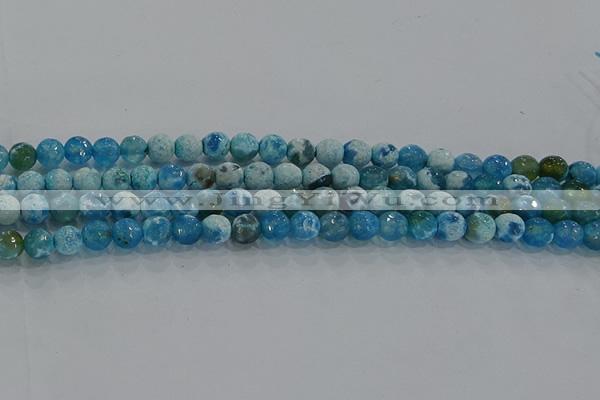 CAG9000 15.5 inches 6mm faceted round fire crackle agate beads