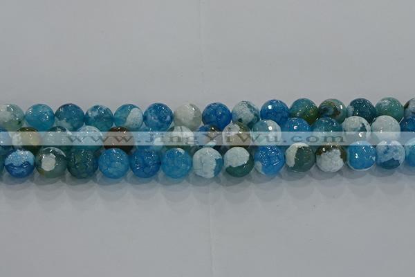 CAG9001 15.5 inches 8mm faceted round fire crackle agate beads