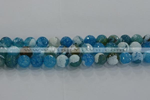 CAG9002 15.5 inches 10mm faceted round fire crackle agate beads