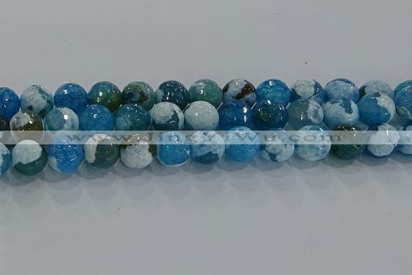 CAG9003 15.5 inches 12mm faceted round fire crackle agate beads