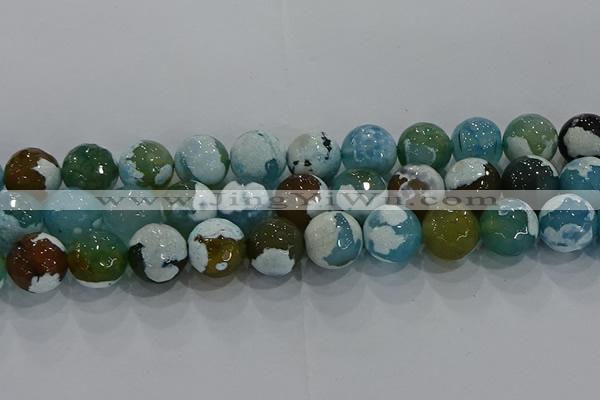 CAG9005 15.5 inches 16mm faceted round fire crackle agate beads