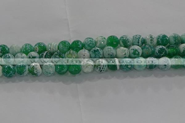 CAG9008 15.5 inches 8mm faceted round fire crackle agate beads