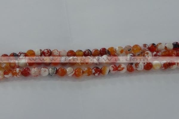 CAG9014 15.5 inches 6mm faceted round fire crackle agate beads