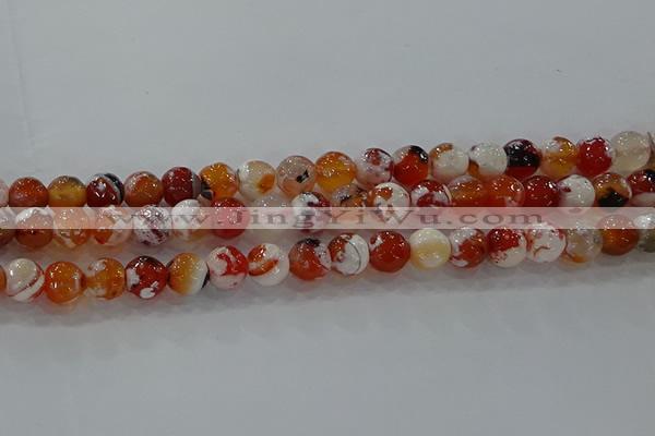 CAG9015 15.5 inches 8mm faceted round fire crackle agate beads