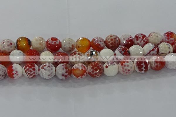 CAG9017 15.5 inches 12mm faceted round fire crackle agate beads