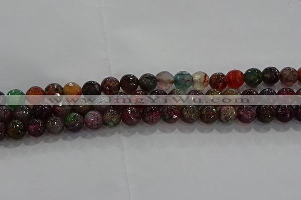 CAG9021 15.5 inches 6mm faceted round fire crackle agate beads