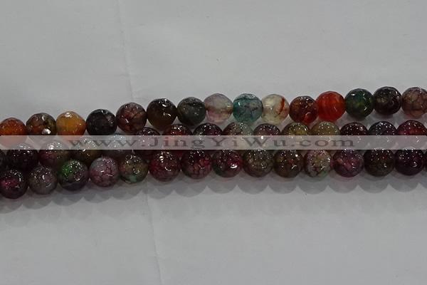 CAG9022 15.5 inches 8mm faceted round fire crackle agate beads