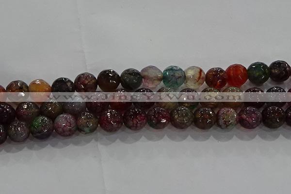 CAG9023 15.5 inches 10mm faceted round fire crackle agate beads