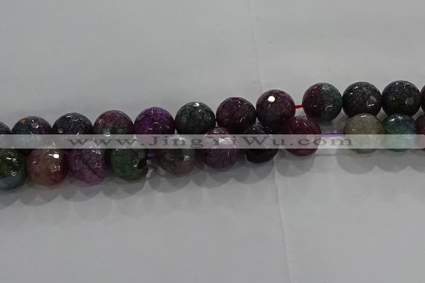 CAG9024 15.5 inches 12mm faceted round fire crackle agate beads