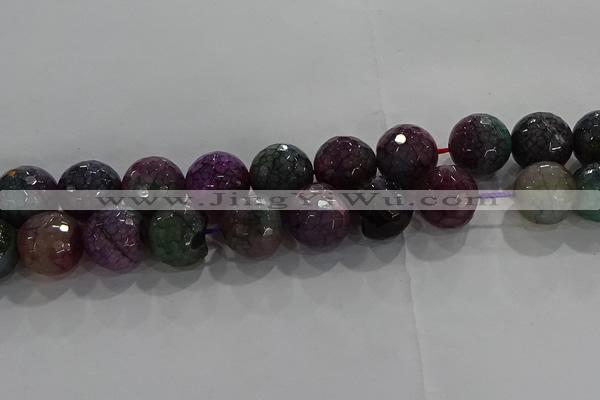 CAG9025 15.5 inches 14mm faceted round fire crackle agate beads