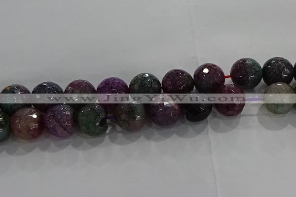 CAG9026 15.5 inches 16mm faceted round fire crackle agate beads