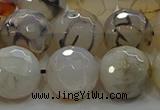 CAG9039 15.5 inches 14mm faceted round dragon veins agate beads