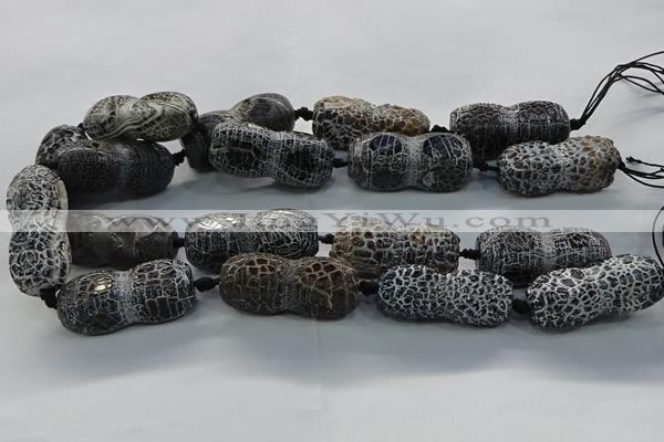 CAG9072 15.5 inches 16*40mm peanut-shaped fire crackle agate beads