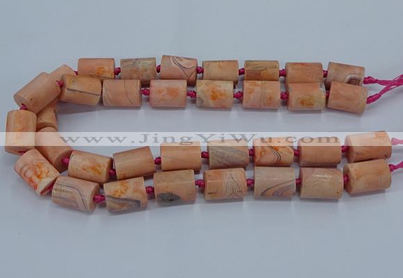 CAG9075 15.5 inches 15*17mm - 15*20mm tube dragon veins agate beads