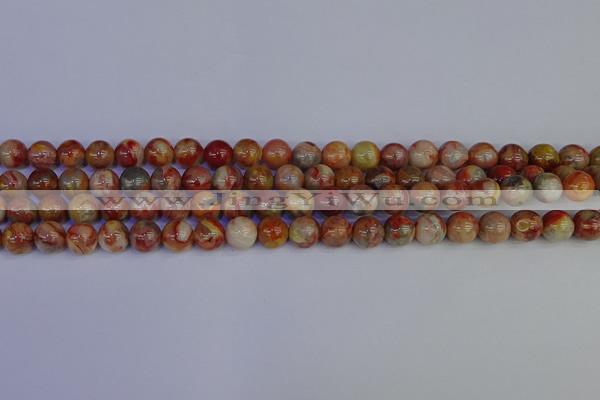 CAG9101 15.5 inches 6mm round red crazy lace agate beads