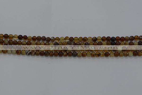CAG9192 15.5 inches 4mm round line agate gemstone beads