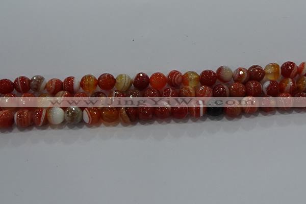 CAG9231 15.5 inches 8mm faceted round line agate beads wholesale